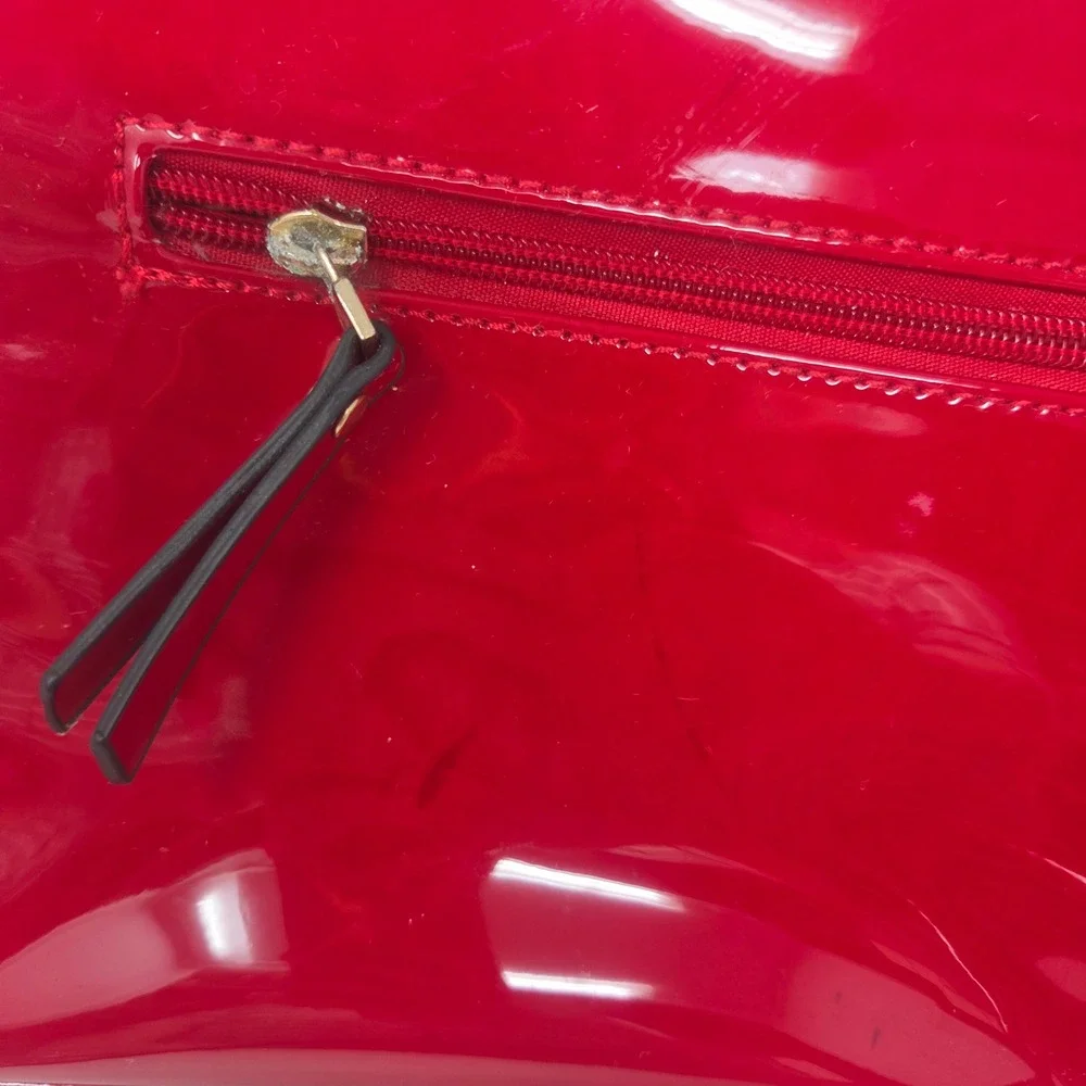 Vintage Satchel Bag Women Small Red Patent Bow Crossbody Retro Coquette 673